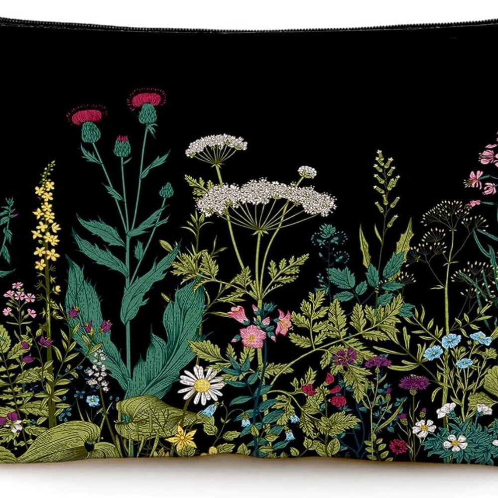 Small Makeup Bag for Purse Cute Canvas Waterproof Cosmetic Bags for Women Zipper